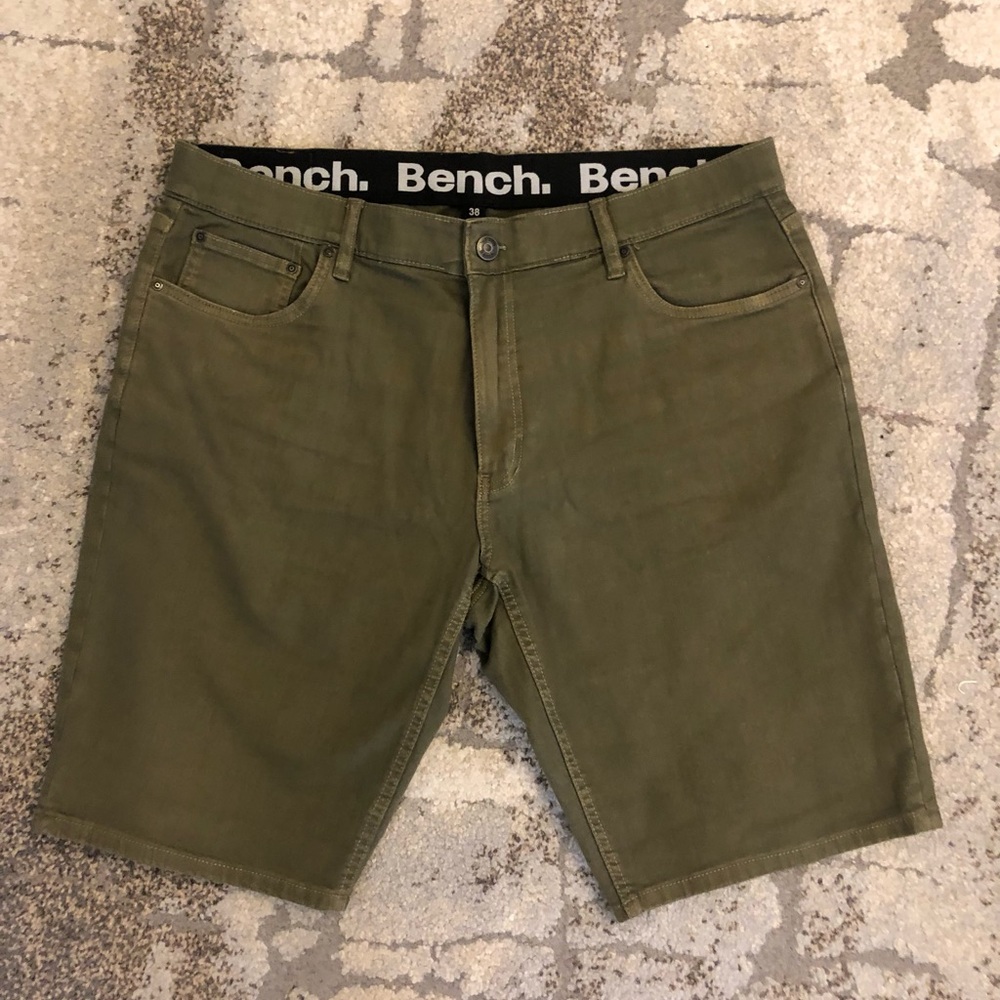 Bench Olive Denim Men's Flat Front Shorts